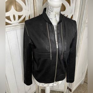 The Kooples Sport Womens Small Full Zip Zipper Accents Jacket Black
